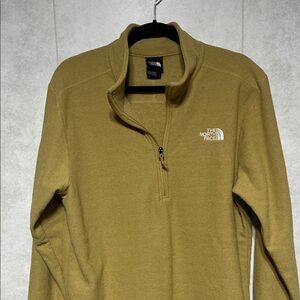 The North Face Men's Tan Zip-Up Sweater like new light gold/mustard color large
